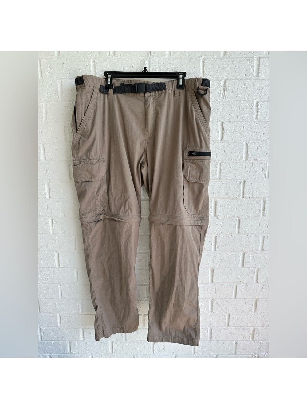 BC Clothing Men’s Convertible Stretch Cargo Hiking Pants Shorts Khaki XXL x 32